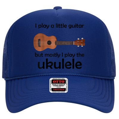 Funny Ukulele Pun Little Guitar High Crown Mesh Back Trucker Hat