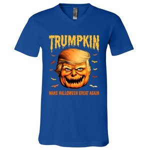 Funny Usa Pumpkin Trumpkin Make Halloween Great Again Gift V-Neck T-Shirt