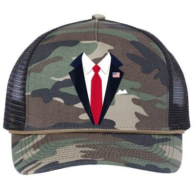 Funny Usa President Trump Suit Easy Halloween Costume Retro Rope Trucker Hat Cap