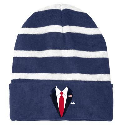 Funny Usa President Trump Suit Easy Halloween Costume Striped Beanie with Solid Band