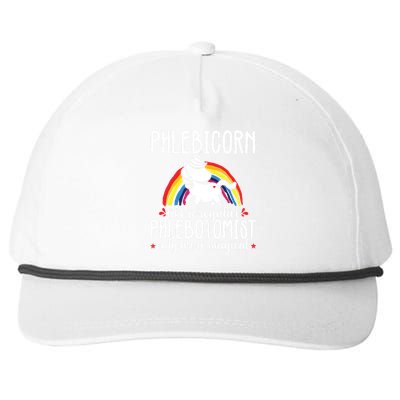 Funny Unicorn Phlebotomist Phlebotomy Technician Nurse RN Snapback Five-Panel Rope Hat