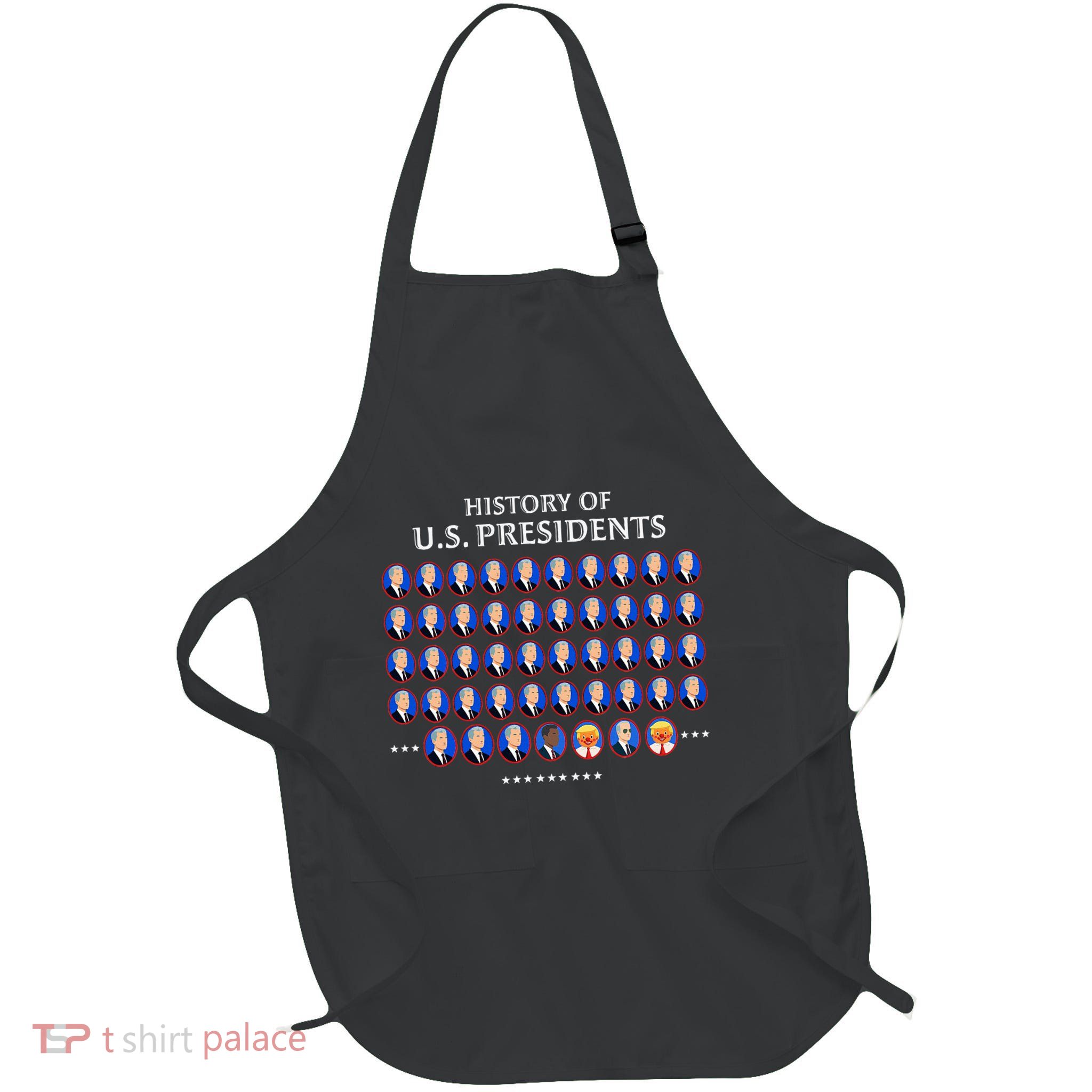Funny Us Presidents History 1 T0 47 Trump Clown Caricature Full-Length Apron With Pockets