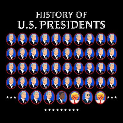 Funny Us Presidents History 1 T0 47 Trump Clown Caricature T-Shirt
