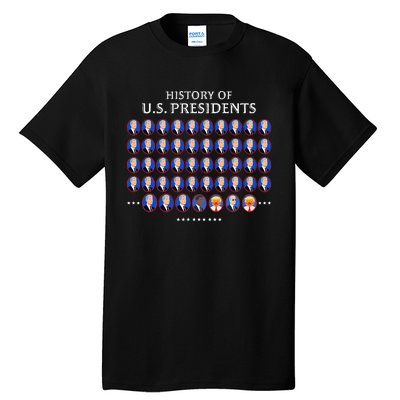 Funny Us Presidents History 1 T0 47 Trump Clown Caricature Tall T-Shirt