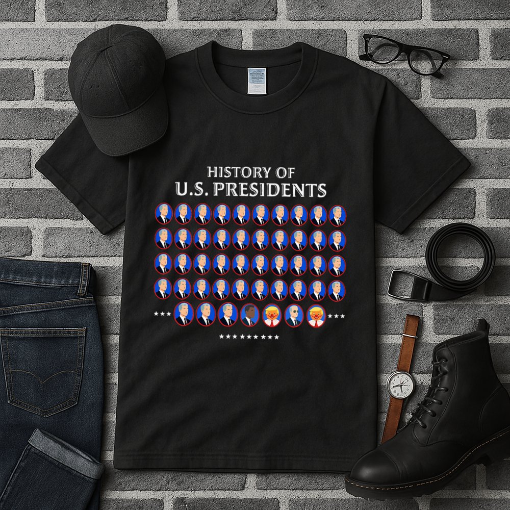 Funny Us Presidents History 1 T0 47 Trump Clown Caricature Tall T-Shirt