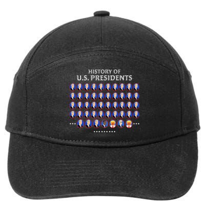 Funny Us Presidents History 1 T0 47 Trump Clown Caricature 7-Panel Snapback Hat