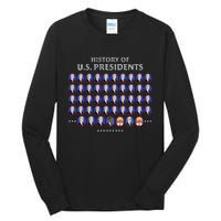 Funny Us Presidents History 1 T0 47 Trump Clown Caricature Tall Long Sleeve T-Shirt