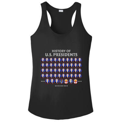 Funny Us Presidents History 1 T0 47 Trump Clown Caricature Ladies PosiCharge Competitor Racerback Tank
