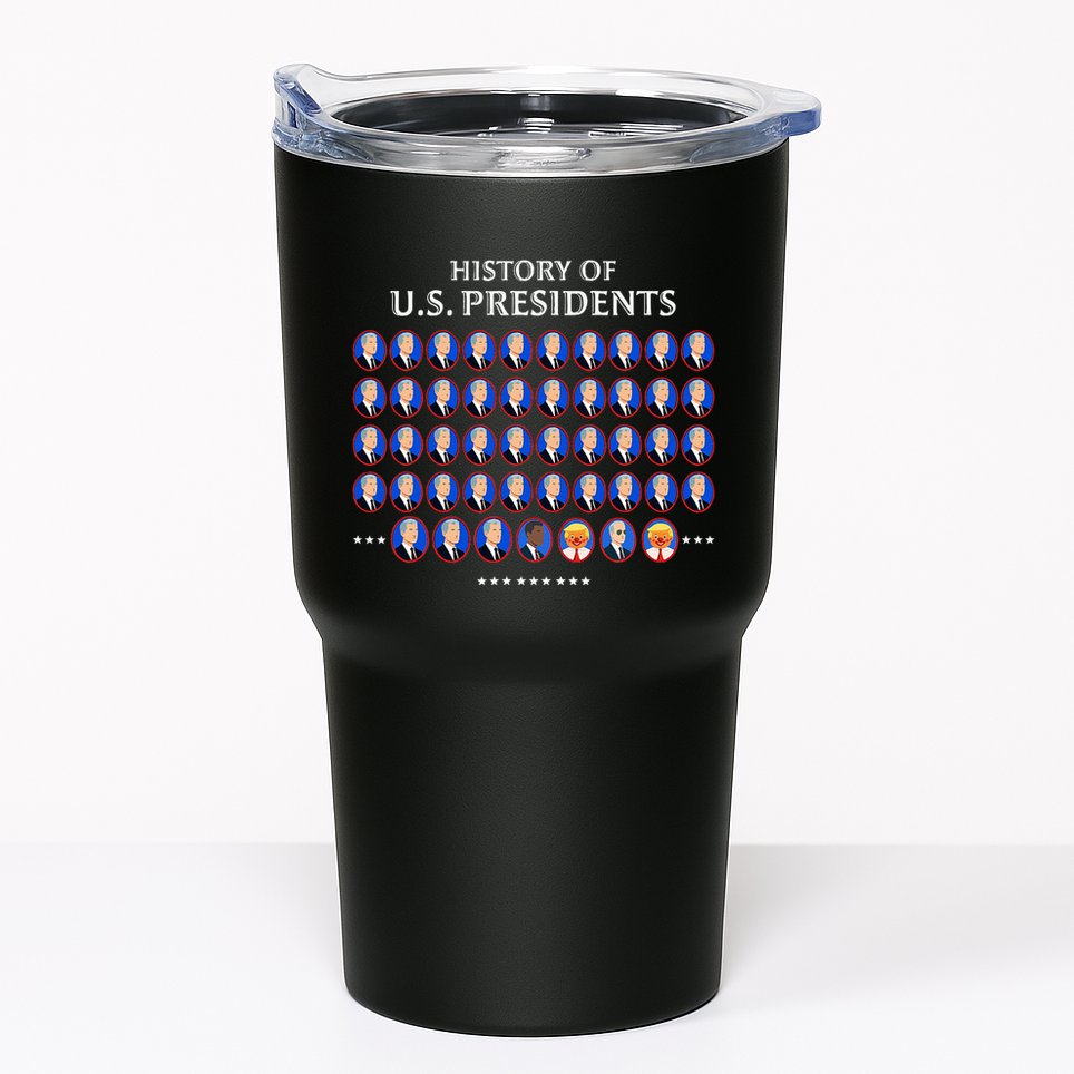 Funny Us Presidents History 1 T0 47 Trump Clown Caricature Tumbler