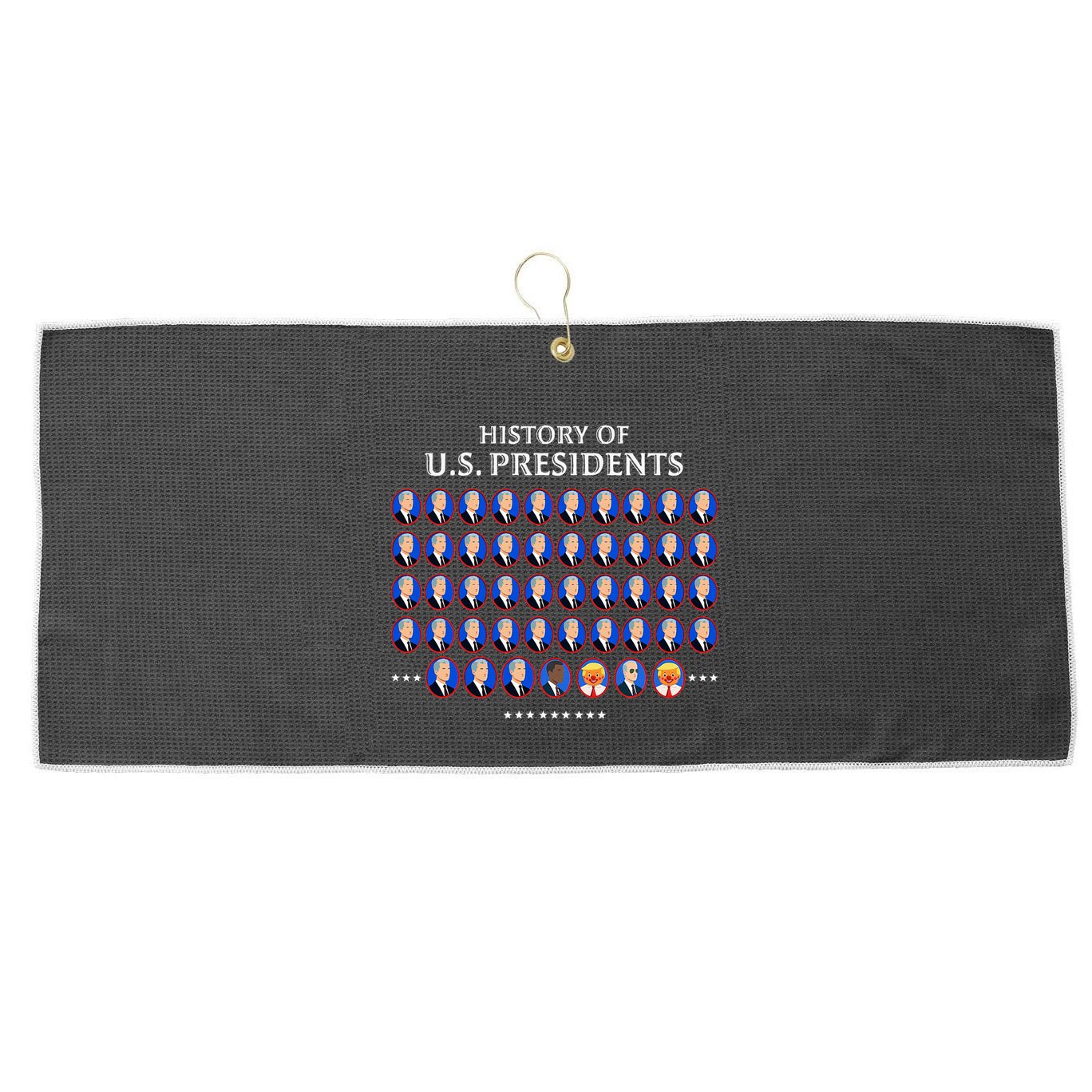 Funny Us Presidents History 1 T0 47 Trump Clown Caricature Large Microfiber Waffle Golf Towel