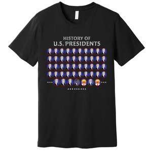 Funny Us Presidents History 1 T0 47 Trump Clown Caricature Premium T-Shirt