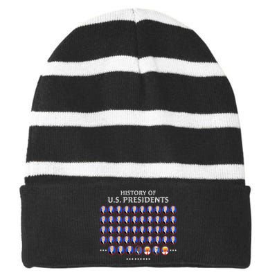 Funny Us Presidents History 1 T0 47 Trump Clown Caricature Striped Beanie with Solid Band