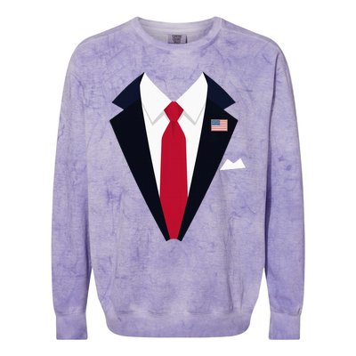 Funny Usa President Trump Suit Easy Halloween Costume Colorblast Crewneck Sweatshirt