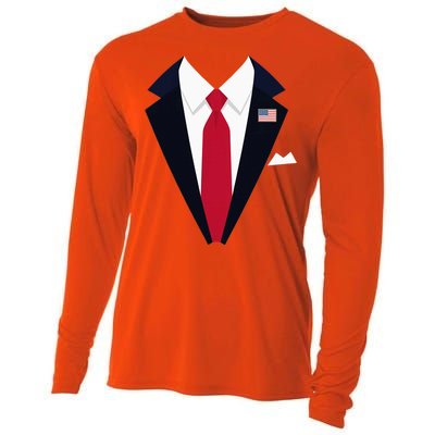 Funny Usa President Trump Suit Easy Halloween Costume Cooling Performance Long Sleeve Crew