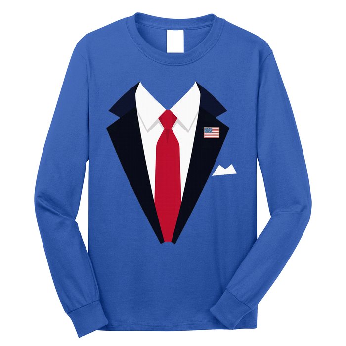 Funny Usa President Trump Suit Easy Halloween Costume Long Sleeve Shirt