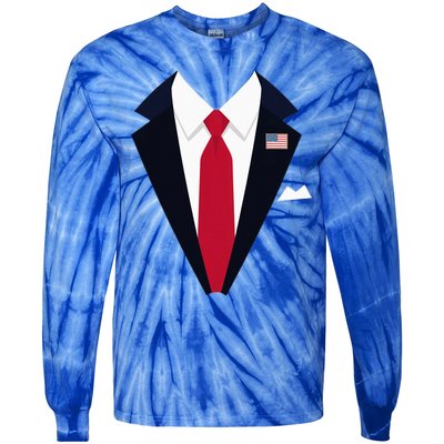 Funny Usa President Trump Suit Easy Halloween Costume Tie-Dye Long Sleeve Shirt