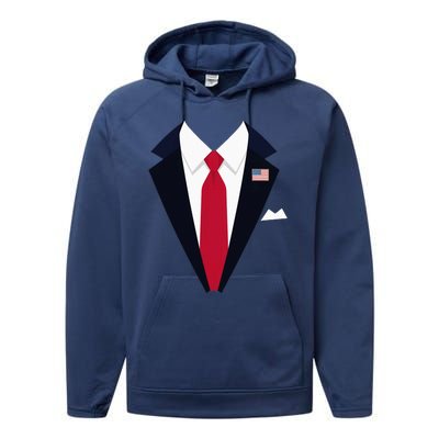 Funny Usa President Trump Suit Easy Halloween Costume Performance Fleece Hoodie