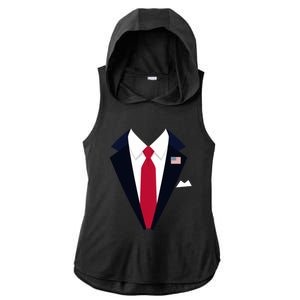 Funny Usa President Trump Suit Easy Halloween Costume Ladies PosiCharge Tri-Blend Wicking Draft Hoodie Tank