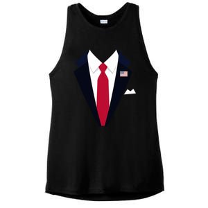 Funny Usa President Trump Suit Easy Halloween Costume Ladies PosiCharge Tri-Blend Wicking Tank