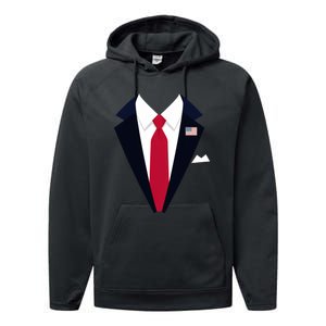 Funny Usa President Trump Suit Easy Halloween Costume Performance Fleece Hoodie