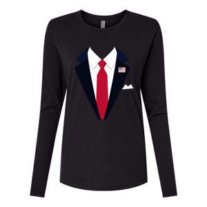 Funny Usa President Trump Suit Easy Halloween Costume Womens Cotton Relaxed Long Sleeve T-Shirt