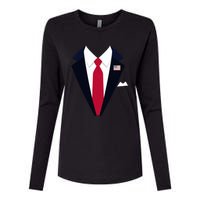 Funny Usa President Trump Suit Easy Halloween Costume Womens Cotton Relaxed Long Sleeve T-Shirt