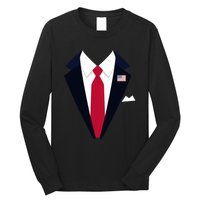 Funny Usa President Trump Suit Easy Halloween Costume Long Sleeve Shirt