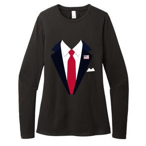 Funny Usa President Trump Suit Easy Halloween Costume Womens CVC Long Sleeve Shirt