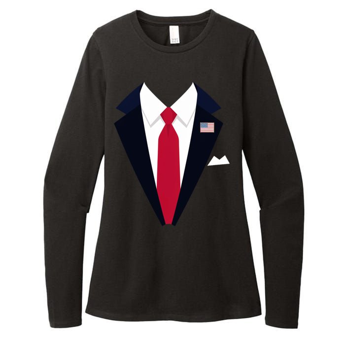 Funny Usa President Trump Suit Easy Halloween Costume Womens CVC Long Sleeve Shirt