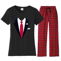 Funny Usa President Trump Suit Easy Halloween Costume Women's Flannel Pajama Set