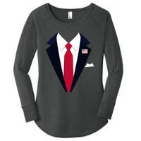 Funny Usa President Trump Suit Easy Halloween Costume Women's Perfect Tri Tunic Long Sleeve Shirt