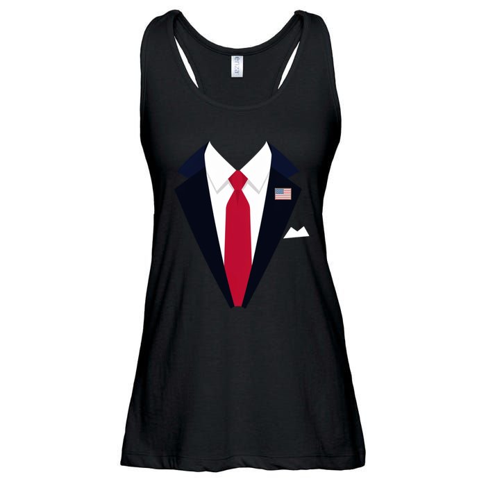 Funny Usa President Trump Suit Easy Halloween Costume Ladies Essential Flowy Tank