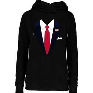 Funny Usa President Trump Suit Easy Halloween Costume Womens Funnel Neck Pullover Hood