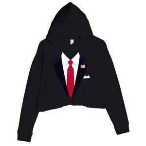 Funny Usa President Trump Suit Easy Halloween Costume Crop Fleece Hoodie