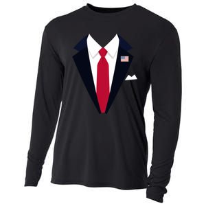 Funny Usa President Trump Suit Easy Halloween Costume Cooling Performance Long Sleeve Crew