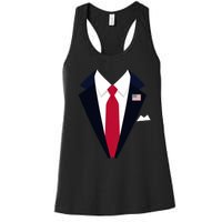 Funny Usa President Trump Suit Easy Halloween Costume Women's Racerback Tank