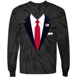 Funny Usa President Trump Suit Easy Halloween Costume Tie-Dye Long Sleeve Shirt