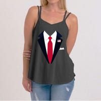 Funny Usa President Trump Suit Easy Halloween Costume Women's Strappy Tank