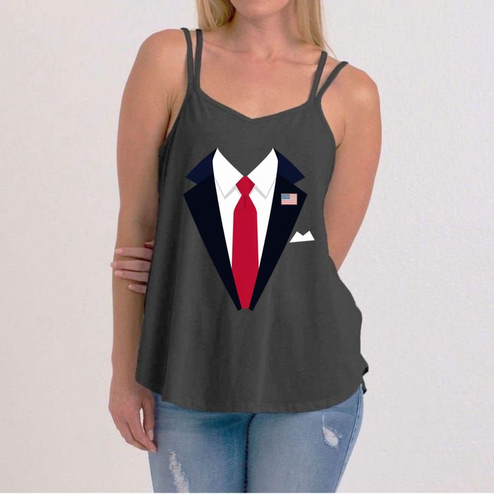 Funny Usa President Trump Suit Easy Halloween Costume Women's Strappy Tank