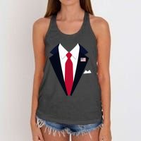 Funny Usa President Trump Suit Easy Halloween Costume Women's Knotted Racerback Tank