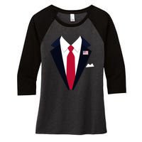 Funny Usa President Trump Suit Easy Halloween Costume Women's Tri-Blend 3/4-Sleeve Raglan Shirt