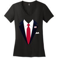 Funny Usa President Trump Suit Easy Halloween Costume Women's V-Neck T-Shirt