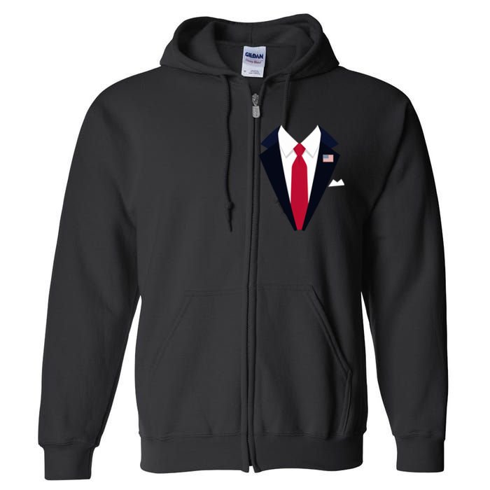 Funny Usa President Trump Suit Easy Halloween Costume Full Zip Hoodie