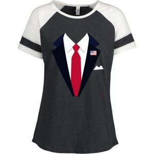 Funny Usa President Trump Suit Easy Halloween Costume Enza Ladies Jersey Colorblock Tee