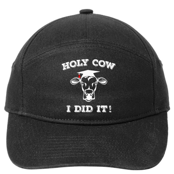 Funny Udderly Proud Graduation Gifts Holy Cow I Did It! 7-Panel Snapback Hat