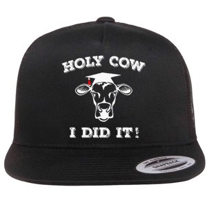 Funny Udderly Proud Graduation Gifts Holy Cow I Did It! Flat Bill Trucker Hat