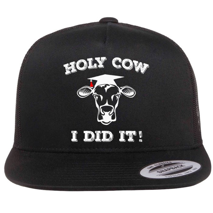 Funny Udderly Proud Graduation Gifts Holy Cow I Did It! Flat Bill Trucker Hat