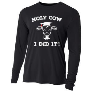 Funny Udderly Proud Graduation Gifts Holy Cow I Did It! Cooling Performance Long Sleeve Crew