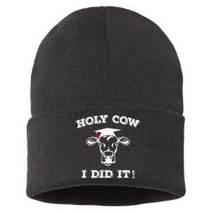 Funny Udderly Proud Graduation Gifts Holy Cow I Did It! Sustainable Knit Beanie