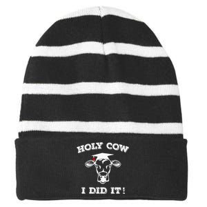 Funny Udderly Proud Graduation Gifts Holy Cow I Did It! Striped Beanie with Solid Band